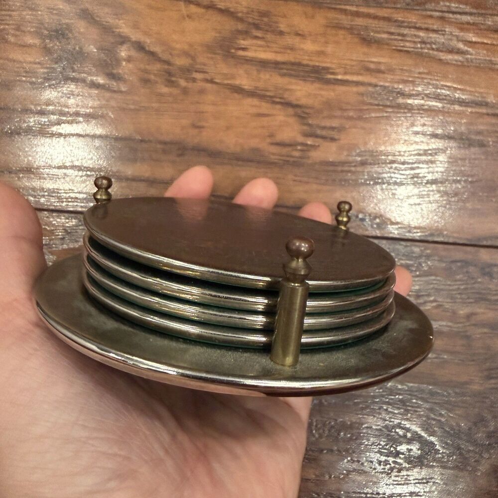 International Silver Company Brass Plated Loon Coaster 5 Piece Vtg 1992 Duck G5